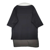 β 異素材 切替 ロゴプリント シアー 五分袖 コットン サイズ9 半袖Ｔシャツ カットソー ブラック レディース ベータ【中古】6-0620S△