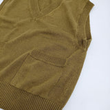 MARGARET HOWELL LINEN COTTON SILK サイズ2 Vネックニット リネンコットンシルク ベスト 21SS カーキ レディース マーガレットハウエル【中古】6-0612M♪