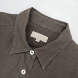 MARGARET HOWELL 578-9153012 SHIRTING LINEN 定価30800円 リネンシャツ 日本製 サイズ2 長袖シャツ ダークブラウン レディース マーガレットハウエル【中古】6-0915M△