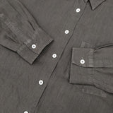 MARGARET HOWELL 578-9153012 SHIRTING LINEN 定価30800円 リネンシャツ 日本製 サイズ2 長袖シャツ ダークブラウン レディース マーガレットハウエル【中古】6-0915M△