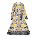 GRACE CONTINENTAL フラワーパターンプリントワンピース 36 定価42900円 ドレス ベージュ ネイビー レディース グレースコンチネンタル【中古】6-0603M♪