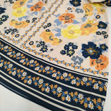 GRACE CONTINENTAL フラワーパターンプリントワンピース 36 定価42900円 ドレス ベージュ ネイビー レディース グレースコンチネンタル【中古】6-0603M♪