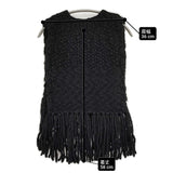 the last flower 未使用品 日々を紡ぐ Knitted fringe vest 定価29700円 フリンジ ニット ベスト ブラック レディース ザラストフラワー【中古】6-0916T♪