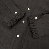R&D.M.Co- 未使用品 SHADING CHECK FRILL COLLAR SHIRT 定価44000円 ブラウス シャツ ブラック レディース オールドマンズテーラー【中古】6-0722M∞