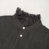 R&D.M.Co- 未使用品 SHADING CHECK FRILL COLLAR SHIRT 定価44000円 ブラウス シャツ ブラック レディース オールドマンズテーラー【中古】6-0722M∞