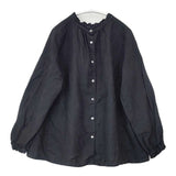 nest Robe リネンスタンドフリルブラウス 01175-1112-14 ブラウス シャツ ブラック レディース ネストローブ【中古】6-0919M∞