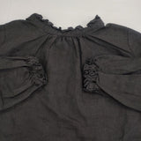 nest Robe リネンスタンドフリルブラウス 01175-1112-14 ブラウス シャツ ブラック レディース ネストローブ【中古】6-0919M∞