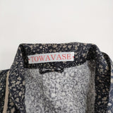 TOWAVASE リネン 小花柄 ガウン ローブ 24-0005A コート ネイビー ベージュ レディース トワヴァーズ【中古】6-0603M♪