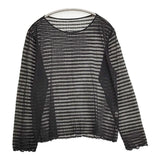 JURGEN LEHL J0103UB041 コットンシルク ボーダー シアー シースルー サイズM 長袖Ｔシャツ カットソー ロンＴ ブラック レディース ヨーガンレール【中古】6-0915M△
