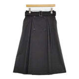 MAX MARA ベルト付き 11010151 ウールストレッチ ロングスカート ブラック レディース マックスマーラ【中古】6-0923M∞