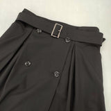MAX MARA ベルト付き 11010151 ウールストレッチ ロングスカート ブラック レディース マックスマーラ【中古】6-0923M∞