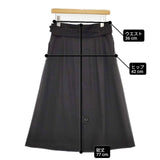 MAX MARA ベルト付き 11010151 ウールストレッチ ロングスカート ブラック レディース マックスマーラ【中古】6-0923M∞