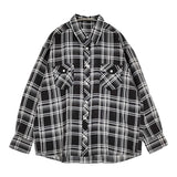 I am dork アイアムドーク Flap Pockets Shirts チェック 定価51700円 ビスコース 長袖シャツ ブラック ホワイト メンズ【中古】6-0603M♪