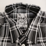 I am dork アイアムドーク Flap Pockets Shirts チェック 定価51700円 ビスコース 長袖シャツ ブラック ホワイト メンズ【中古】6-0603M♪