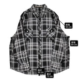 I am dork アイアムドーク Flap Pockets Shirts チェック 定価51700円 ビスコース 長袖シャツ ブラック ホワイト メンズ【中古】6-0603M♪