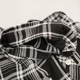 I am dork アイアムドーク Flap Pockets Shirts チェック 定価51700円 ビスコース 長袖シャツ ブラック ホワイト メンズ【中古】6-0603M♪