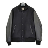 Scye VARSITY JACKET メルトン レザー バーシティジャケット ブルゾン 牛革 サイズ38 スタジャン ブラック メンズ サイ【中古】6-0918T♪