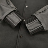 Scye VARSITY JACKET メルトン レザー バーシティジャケット ブルゾン 牛革 サイズ38 スタジャン ブラック メンズ サイ【中古】6-0918T♪