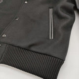 Scye VARSITY JACKET メルトン レザー バーシティジャケット ブルゾン 牛革 サイズ38 スタジャン ブラック メンズ サイ【中古】6-0918T♪