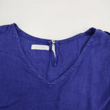 fog linen work リネン リトアニア製 ノースリーブ Vネック ワンピース ブルー レディース フォグリネンワーク【中古】6-0620S△