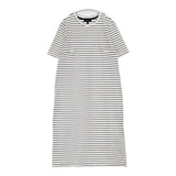 Banana Republic ボーダー ストレッチ コットン サイズL 半袖 ワンピース ホワイト ネイビー レディース バナナリパブリック【中古】6-0627S△