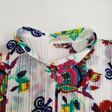 PLEATS PLEASE ISSEY MIYAKE チャイナ柄 中国縁起柄 獅子舞 サイズ3 プリーツ カットソー ホワイト レディース プリーツプリーズ【中古】6-0616S♪