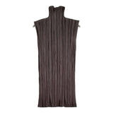 ISSEY MIYAKE ハイネック プリーツ サイズM IM84-JJ904 ノースリーブ カットソー ブラウン レディース イッセイミヤケ【中古】6-0626S♪
