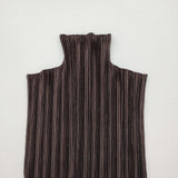 ISSEY MIYAKE ハイネック プリーツ サイズM IM84-JJ904 ノースリーブ カットソー ブラウン レディース イッセイミヤケ【中古】6-0626S♪