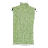 ISSEY MIYAKE レースプリーツ サイズL ハイネック ノースリーブ カットソー ホワイト グリーン レディース イッセイミヤケ【中古】6-0616S♪