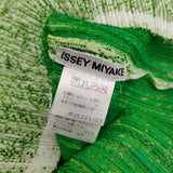 ISSEY MIYAKE レースプリーツ サイズL ハイネック ノースリーブ カットソー ホワイト グリーン レディース イッセイミヤケ【中古】6-0616S♪