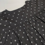 soil インド製 ドットプリント フレンチスリーブギャザースモック シアー ブラウス シャツ ブラック グレー レディース ソイル【中古】6-0620S△