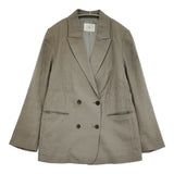 IENA LINEN COTTONストレッチジャケット サイズ36 定価30800円 肩パッド ダブル テーラードジャケット 23SS グレー レディース イエナ【中古】6-0612M♪