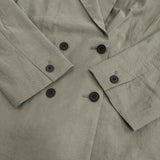 IENA LINEN COTTONストレッチジャケット サイズ36 定価30800円 肩パッド ダブル テーラードジャケット 23SS グレー レディース イエナ【中古】6-0612M♪