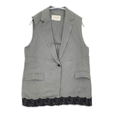 UNITED ARROWS ストライプ レース ベスト ノースリーブ ジャケット グレー レディース ユナイテッドアローズ【中古】6-0815M∞