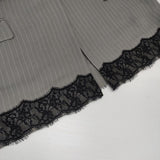 UNITED ARROWS ストライプ レース ベスト ノースリーブ ジャケット グレー レディース ユナイテッドアローズ【中古】6-0815M∞