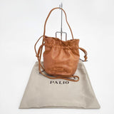 PALIO パリオ アンティコ レザー 巾着 ショルダーバッグ キャメル レディース【中古】6-0826G∞