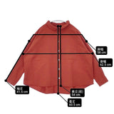 LinenYa オーガニックコットン長袖丸襟 ブラウス シャツ ブリック レディース リネンヤ【中古】6-0907M∞