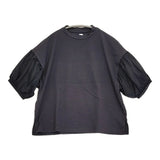 (g) TRICOT ORGANDIE COMBI PULLOVER 定価9900円 g-590 シアースリーブ 半袖Ｔシャツ カットソー ネイビー レディース グラム【中古】6-0626S♪