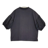 (g) TRICOT ORGANDIE COMBI PULLOVER 定価9900円 g-590 シアースリーブ 半袖Ｔシャツ カットソー ネイビー レディース グラム【中古】6-0626S♪