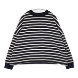 pot and tea ボーダー コットン 日本製 サイズF 長袖Ｔシャツ カットソー ロンＴ ブラック ホワイト レディース ポットアンドティー【中古】6-0815M∞