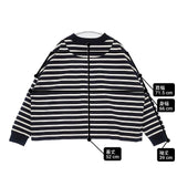 pot and tea ボーダー コットン 日本製 サイズF 長袖Ｔシャツ カットソー ロンＴ ブラック ホワイト レディース ポットアンドティー【中古】6-0815M∞