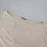 AURALEE Super Hard Twist Knit Boat-Neck Tank ノースリーブ タンクトップ コットン 日本製 Ｔシャツ カットソー アイボリー レディース オーラリー【中古】6-0627S△