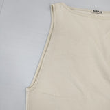 AURALEE Super Hard Twist Knit Boat-Neck Tank ノースリーブ タンクトップ コットン 日本製 Ｔシャツ カットソー アイボリー レディース オーラリー【中古】6-0627S△