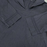 Conges payes コットンリネン 七分袖 プルオーバー Vネック ブラウス シャツ ネイビー レディース コンジェ ペイエ【中古】6-0909M△