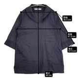 Conges payes コットンリネン 七分袖 プルオーバー Vネック ブラウス シャツ ネイビー レディース コンジェ ペイエ【中古】6-0909M△
