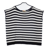 Traditional Weatherwear BOX SHORT TOP ボーダー コットン ノースリーブ サイズS セーター ニット ブラック ホワイト レディース トラディショナルウェザーウェア【中古】6-0627S△
