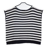 Traditional Weatherwear BOX SHORT TOP ボーダー コットン ノースリーブ サイズS セーター ニット ブラック ホワイト レディース トラディショナルウェザーウェア【中古】6-0627S△