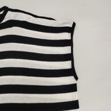 Traditional Weatherwear BOX SHORT TOP ボーダー コットン ノースリーブ サイズS セーター ニット ブラック ホワイト レディース トラディショナルウェザーウェア【中古】6-0627S△