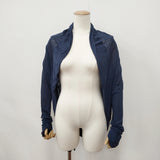 Vlas Blomme 薄手天竺フードボレロ 122011 リネン カーディガン ネイビー レディース ヴラスブラム【中古】6-0906M◎