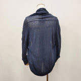 Vlas Blomme 薄手天竺フードボレロ 122011 リネン カーディガン ネイビー レディース ヴラスブラム【中古】6-0906M◎